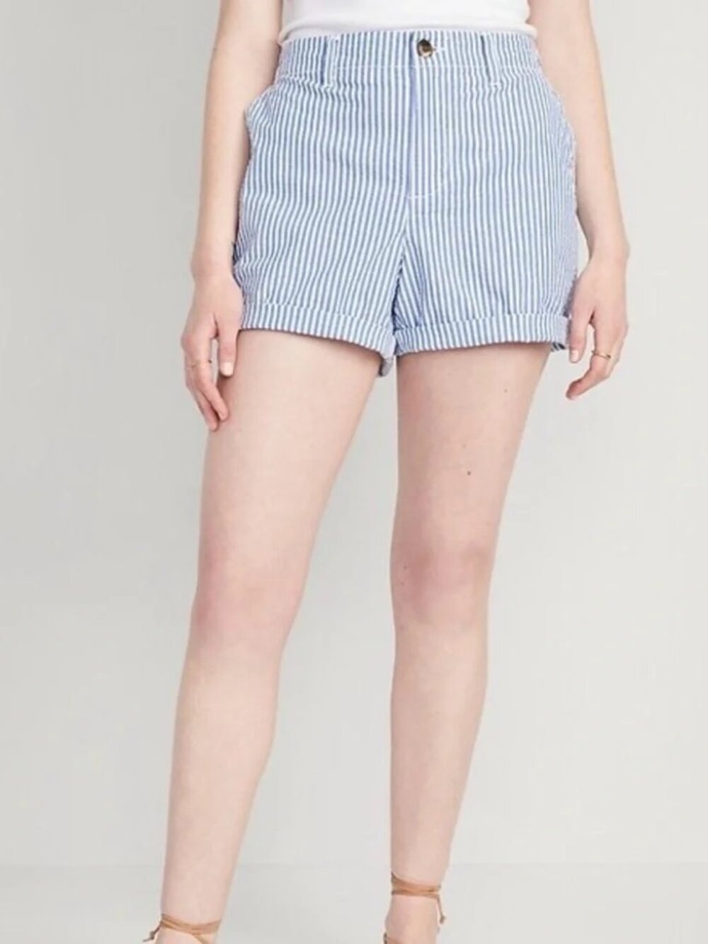 Old Navy NWT OG Chino Shorts, Seersucker Striped Sz Lg
